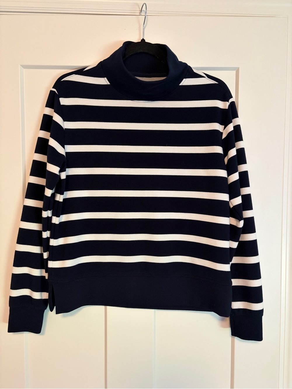 Danskin Navy and White Striped Activewear Sweatshirt